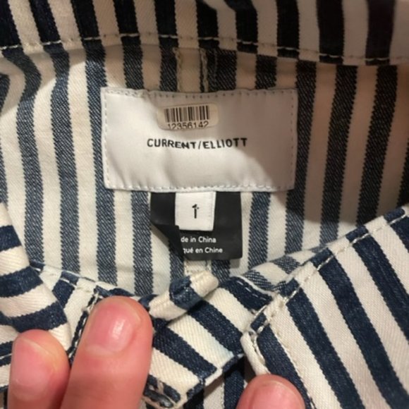 Current Elliott Blue White Striped Denim Button Up Collared Mini Dress - Size 1 - Picture 5 of 5